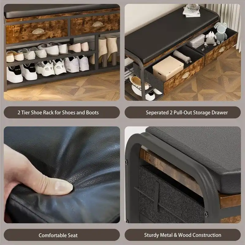 3 Tier Entryway Bench - 35.43D x 11.81W x 22.44H