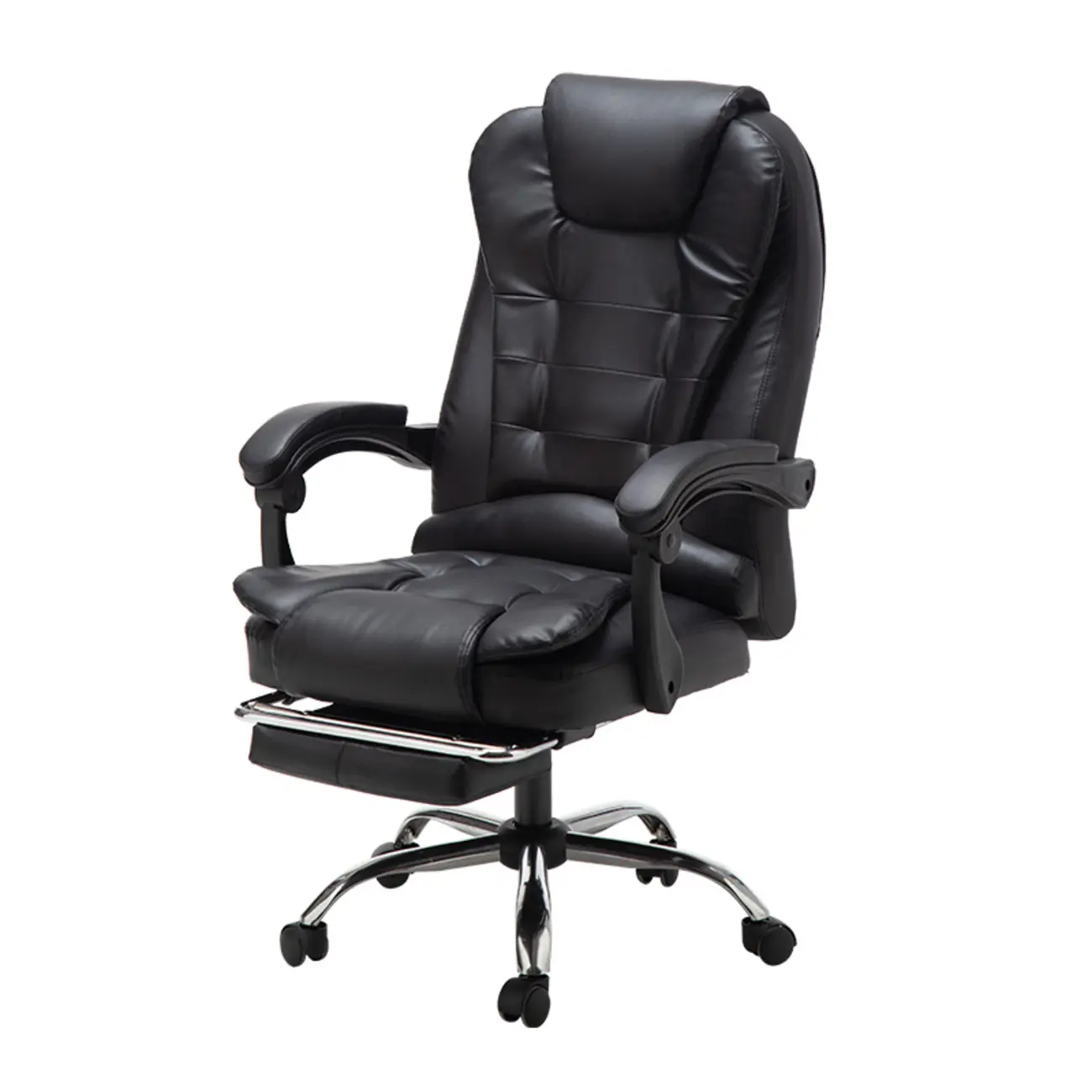 Executive Ergonomic Black Leather Swivel Reclining Office Chair