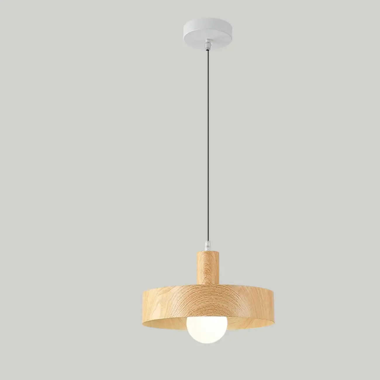 Cylinder Brown Wood Kitchen Adjustable Pendant Light