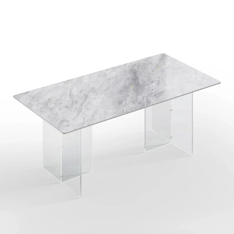 1.8 M Modern Luxurious Italian Rectangular Sintered Stone Dining Table With Acrylic Stand - 1.8M