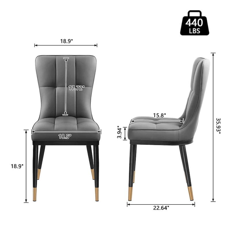 Upholstered Dining Chairs Set of 2 with Metal Legs