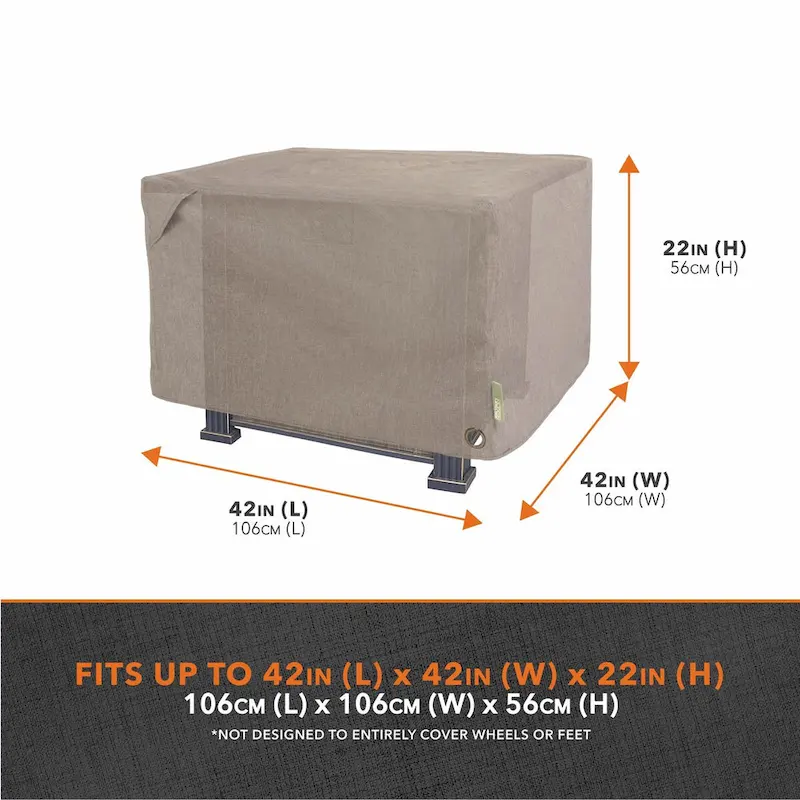 Modern Leisure Garrison Square Fire Pit Table Cover, Waterproof, 42  Square x 22 H, Sandstone