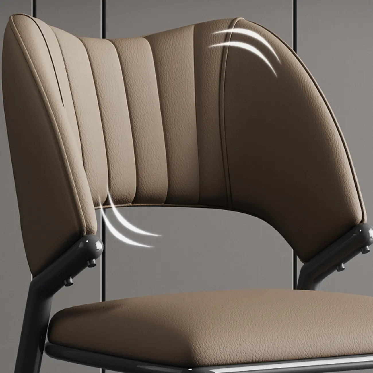 Modern Faux Leather Curved Back Armless Dining Chair