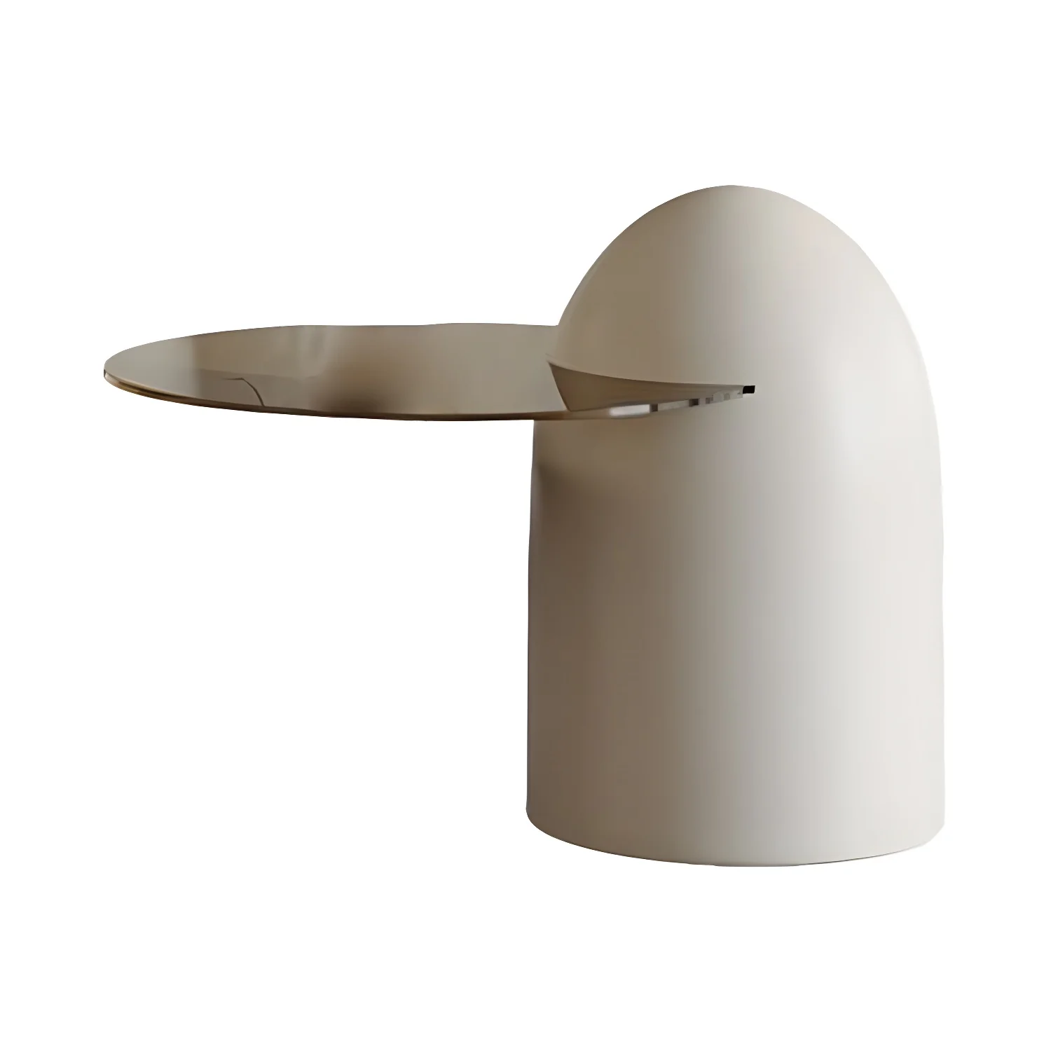 Brown Round Metal Base Wooden Coffee Table