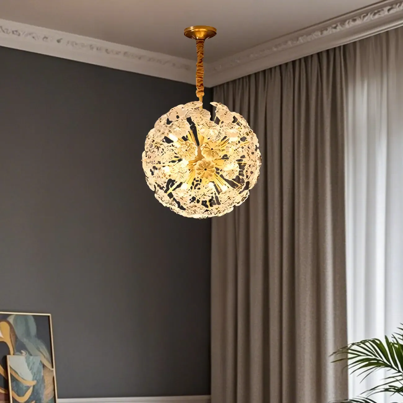 Modern Crystal Globe Chandelier with Ambient Light