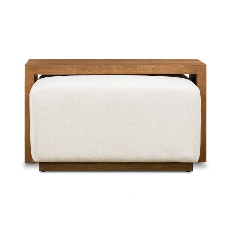 Poly & Bark Jarmo Ottoman with Adjustable Walnut Table - Full Grain Genuine Italian Leather