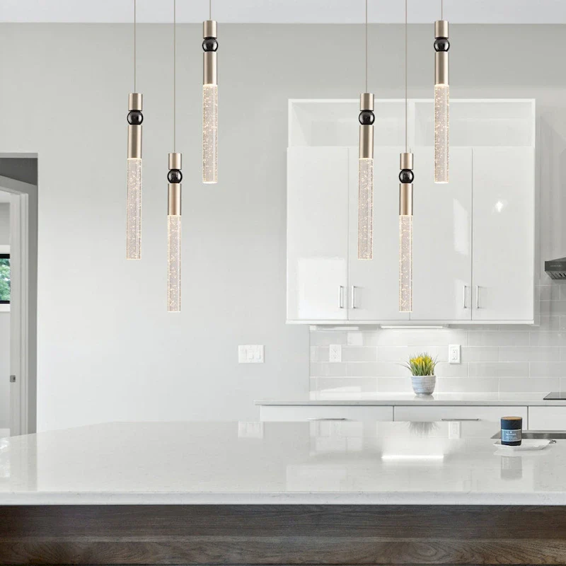 3-Light LED Crystal Pendant Light, Dimmable Ceiling Hanging Light Fixture