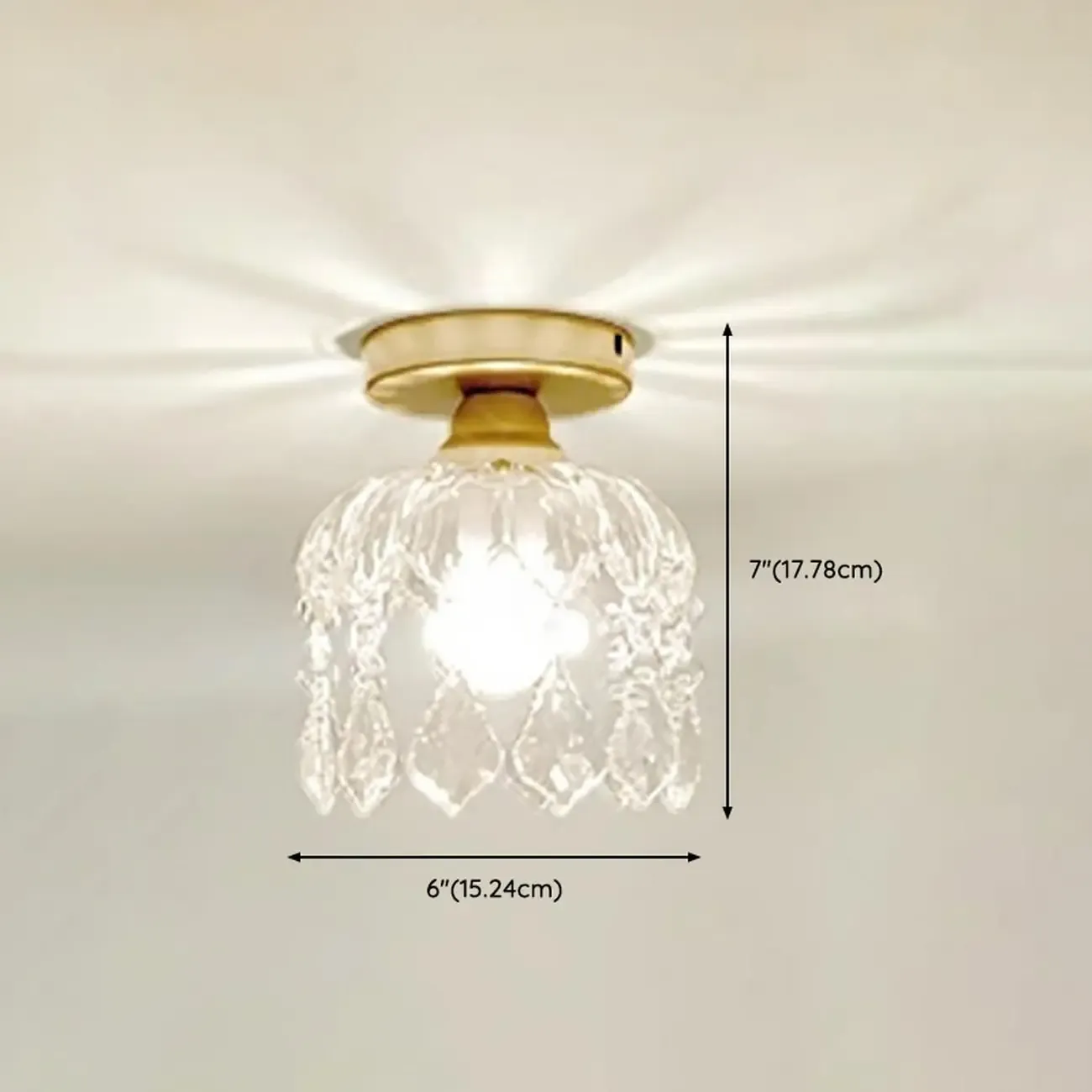 Modern Mini Semi Flush Mount Gold Crystal Ceiling Light