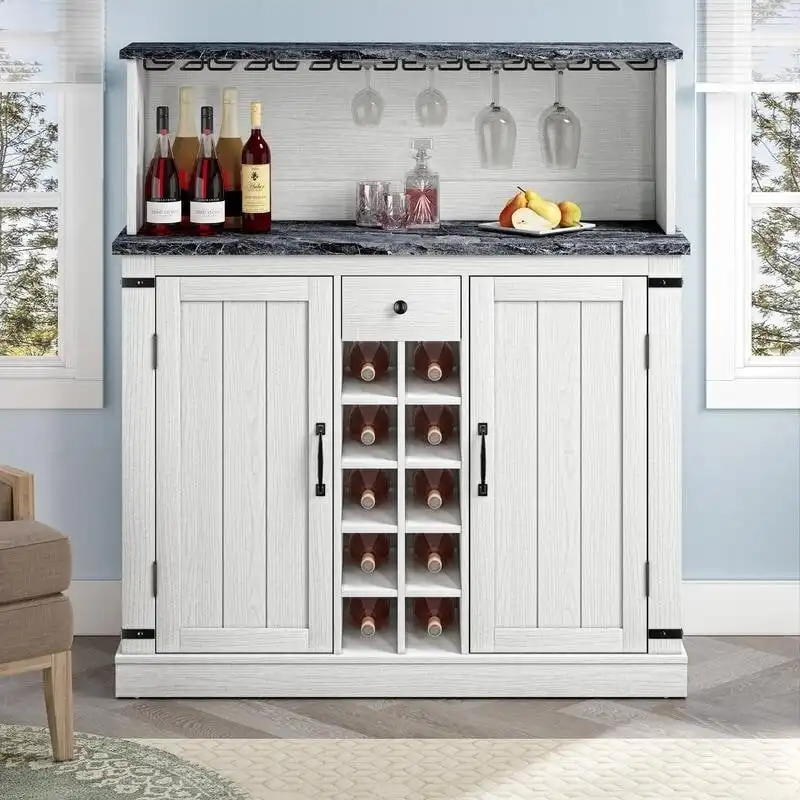 47 in. Farm Style Wood Buffet Bar Cabinet