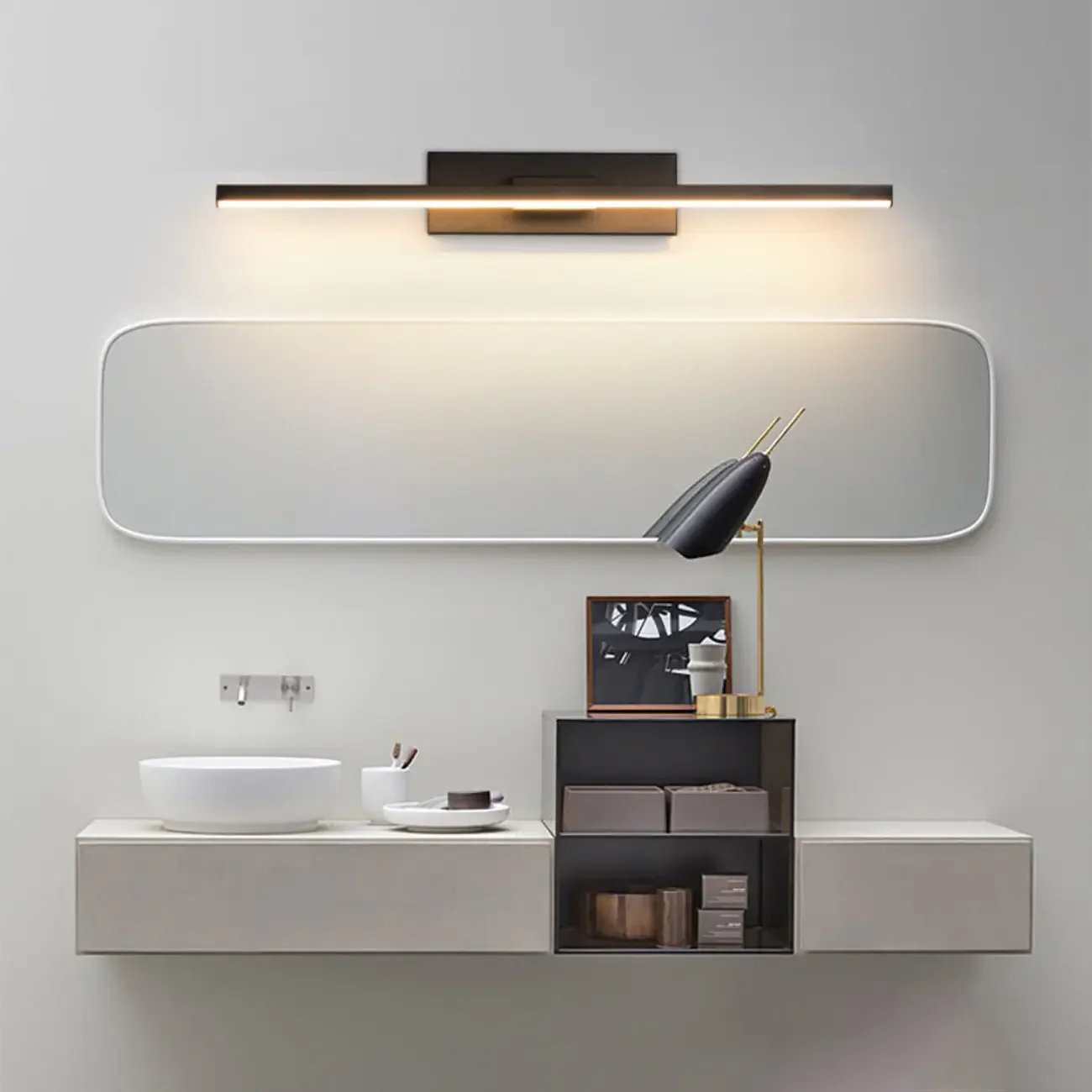 Rotatable Simple Black Linear Mini Wall Sconce Dimmable