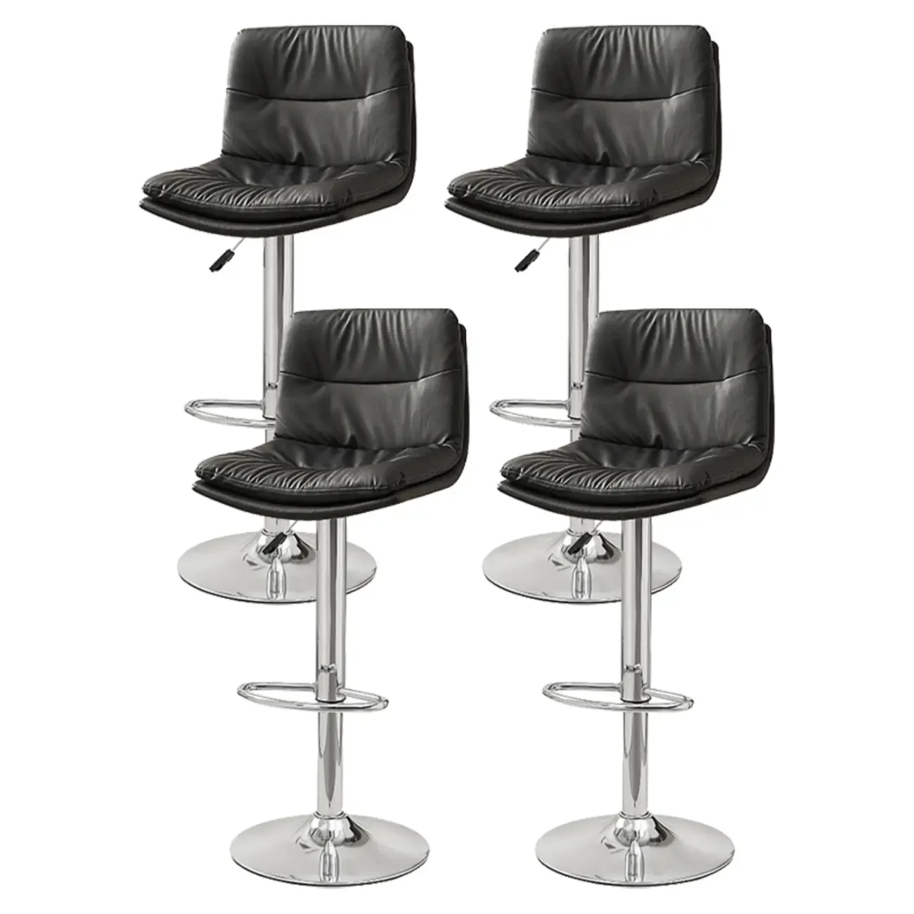Modern Leather Saddle Swivel Adjustable Bar Stool