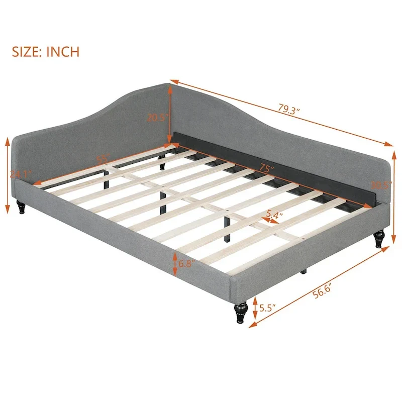 Full L-Shaped Daybed with Wood Legs