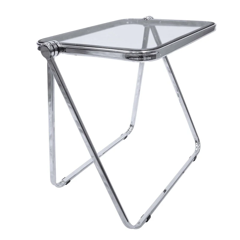 LeisureMod Lawrence Square Plastic Folding End Table with Iron Frame