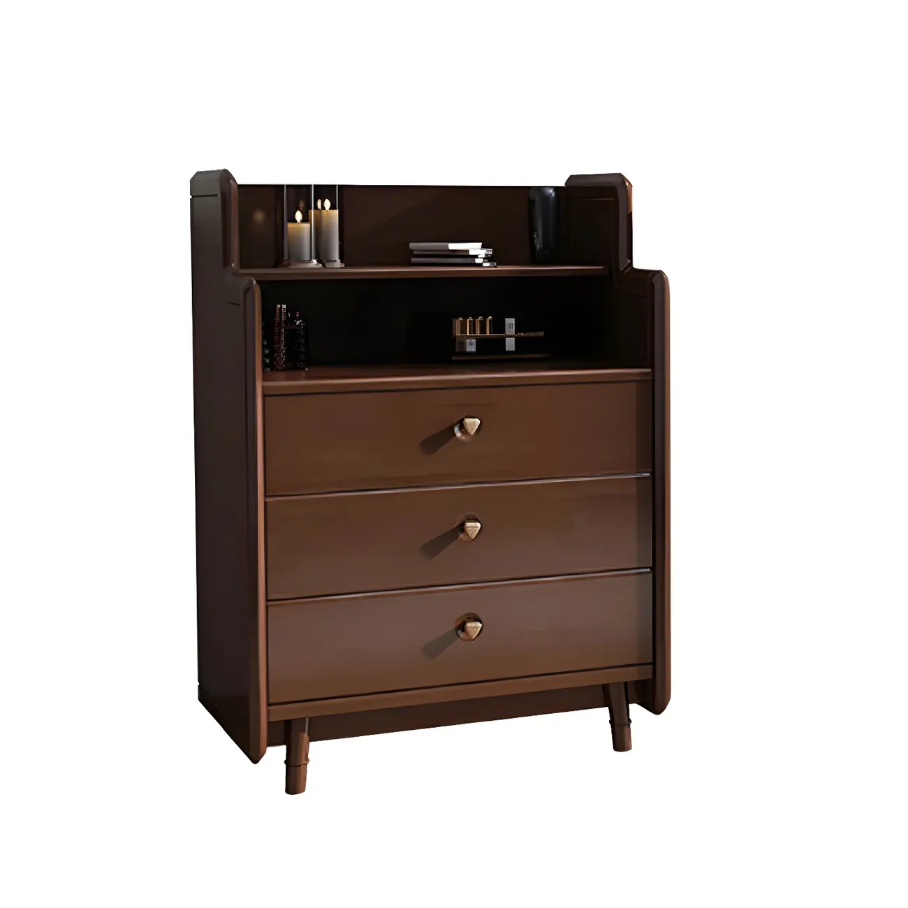 Durable Low Rubberwood Bachelor Chest in Nut-Brown