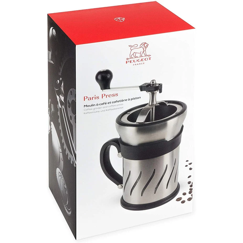 Peugeot 35257 Paris Press Coffee Mill/French Press Combination, Stainless Steel - 3 x 3 x 6 inches