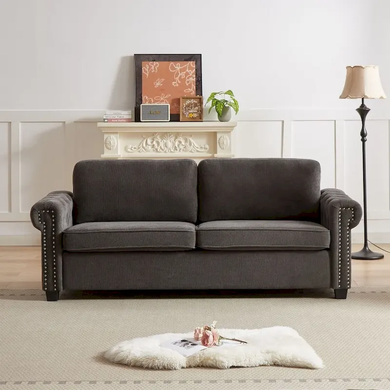 83.8 Convertible 2-in-1 Pullout Polyester Sleeper Sofa Bed