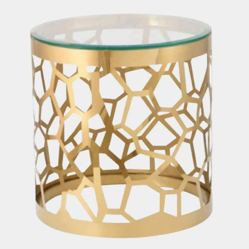 Maluma Gold Glass Side table Table
