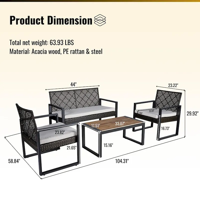 WW 4-Piece Patio Furniture Set