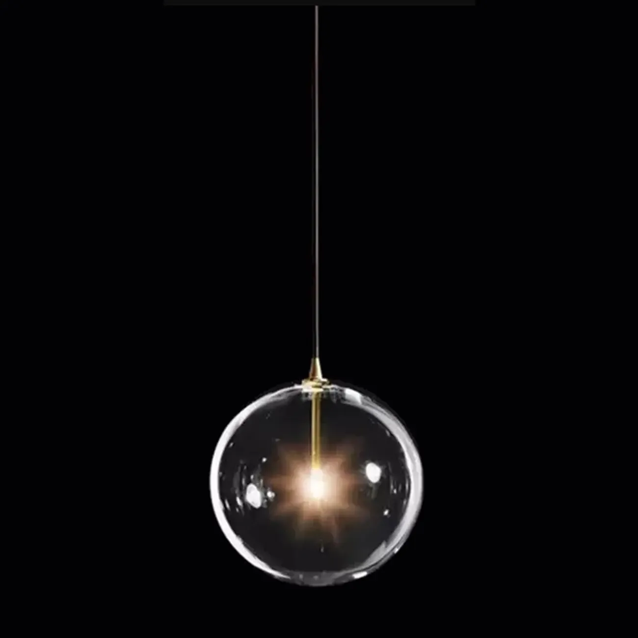 Modern Clear Textured Glass Wood Pendant Light