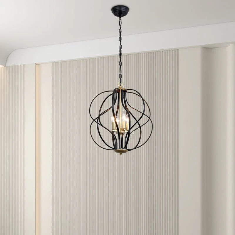 Maxax 4 - Light Unique Geometric Chandelier Wrought Iron Accents - 17.7*17.3*17.3