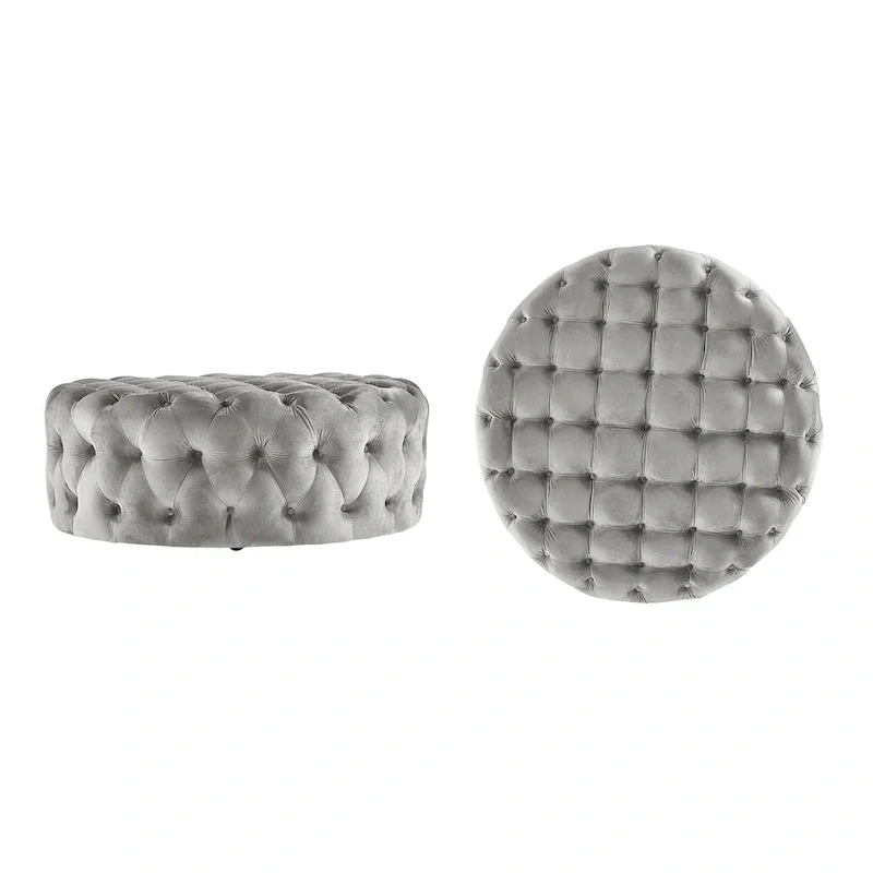 Gdansk Round Tufted Ottoman with Casters