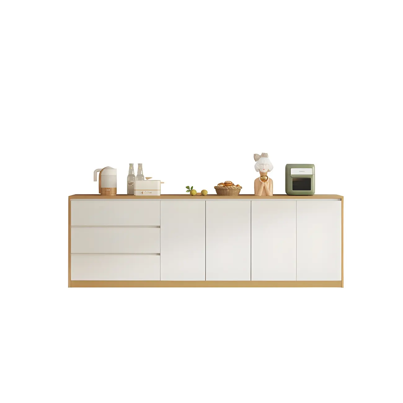 Modern Wooden Sideboard with 3 Drawers in White