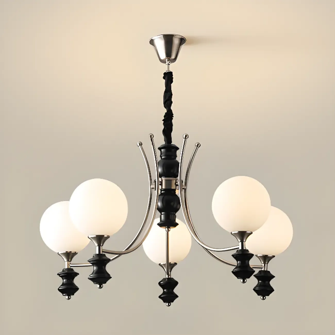 Multi-Light Globe Chandelier with White Glass Shades