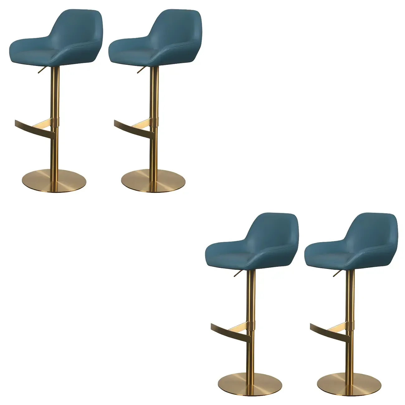 Glossy Metal Bucket Swivel Adjustable Bar Stools