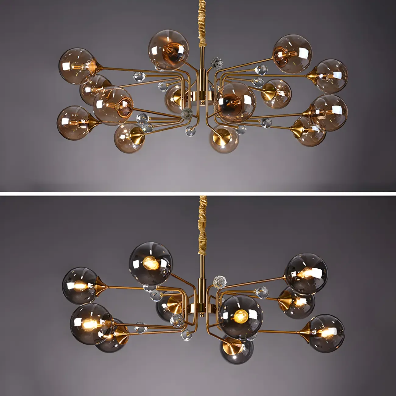 8-Light Mid-Century Modern Glass Globe Chandelier