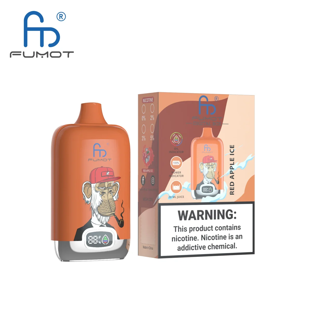 Fumot Digital Box 12000 Red Apple Ice – Einweg-Vape mit Einzelverpackung