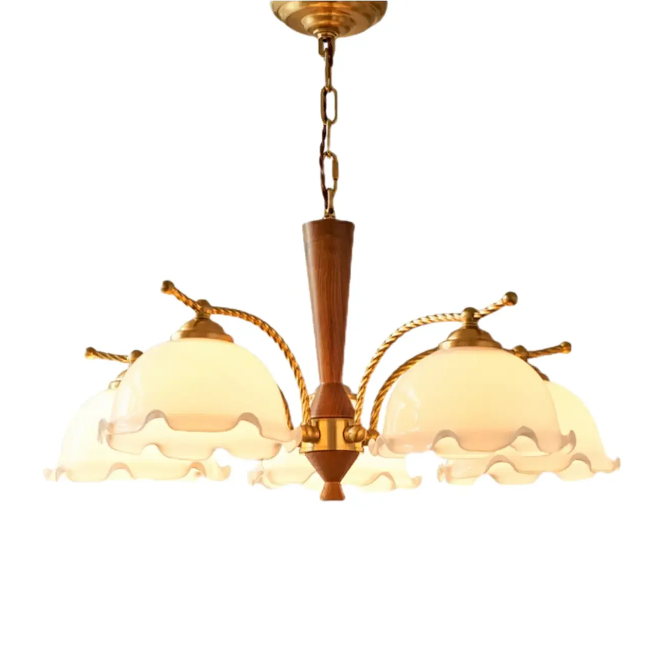 Modern White Dome Chandelier with Adjustable Length