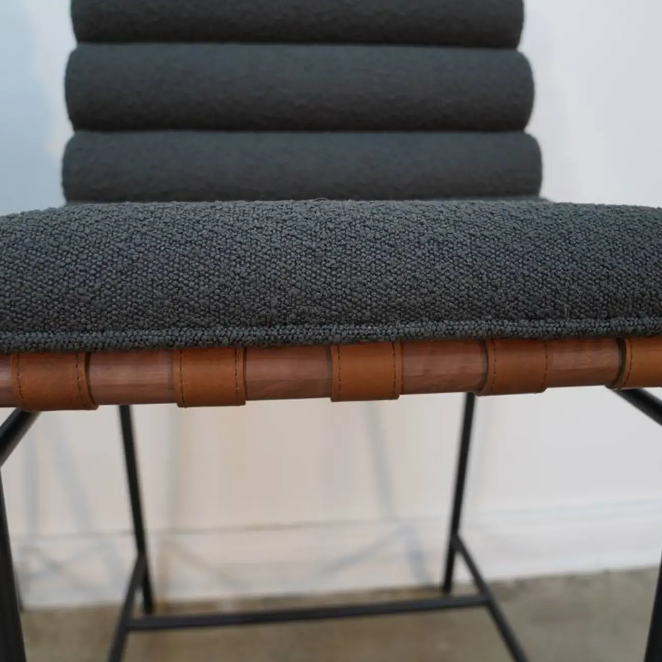 Modern Upholstered Counter Stool with Metal Frame