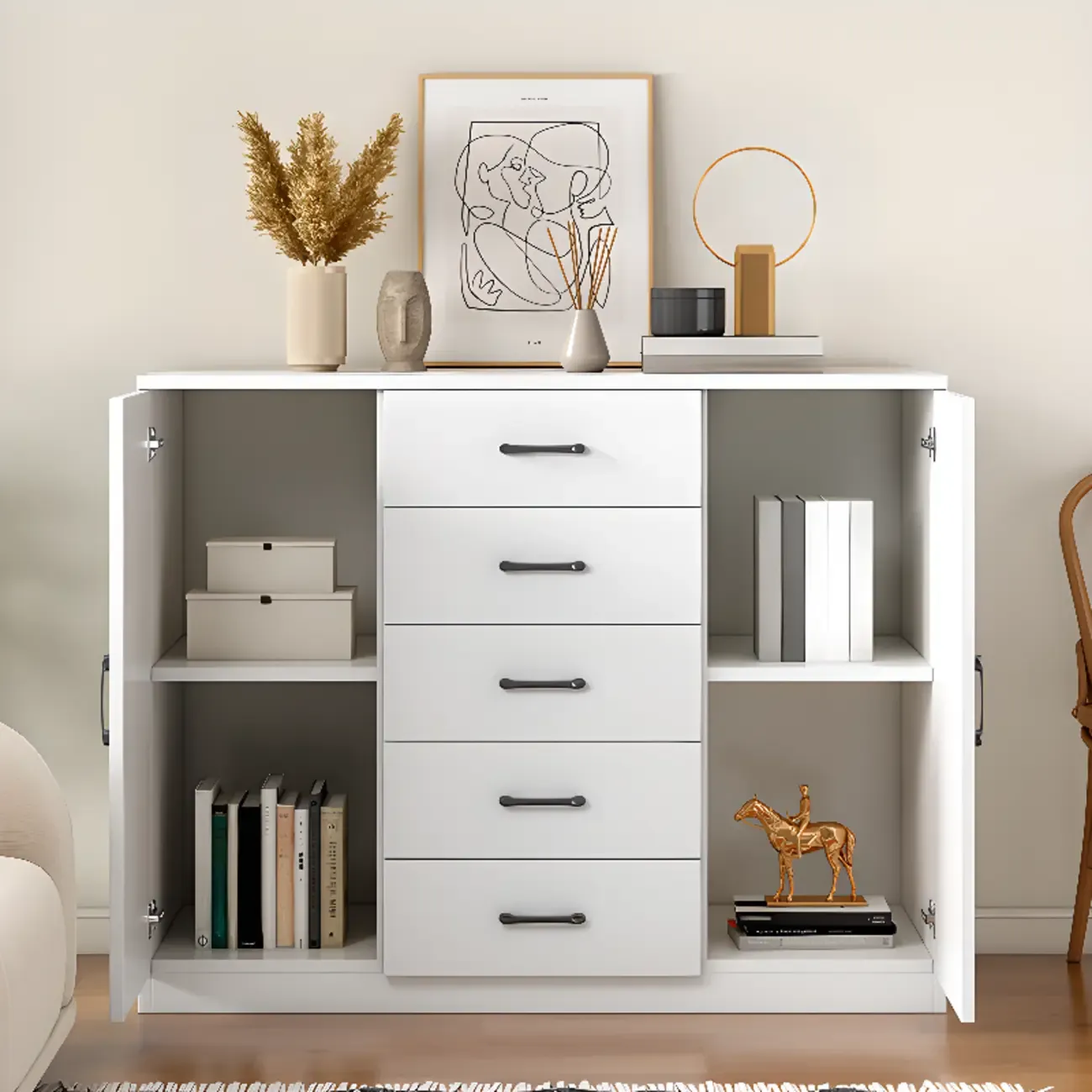 5 Drawers Modern Rectangular Storage Cabinet for Home