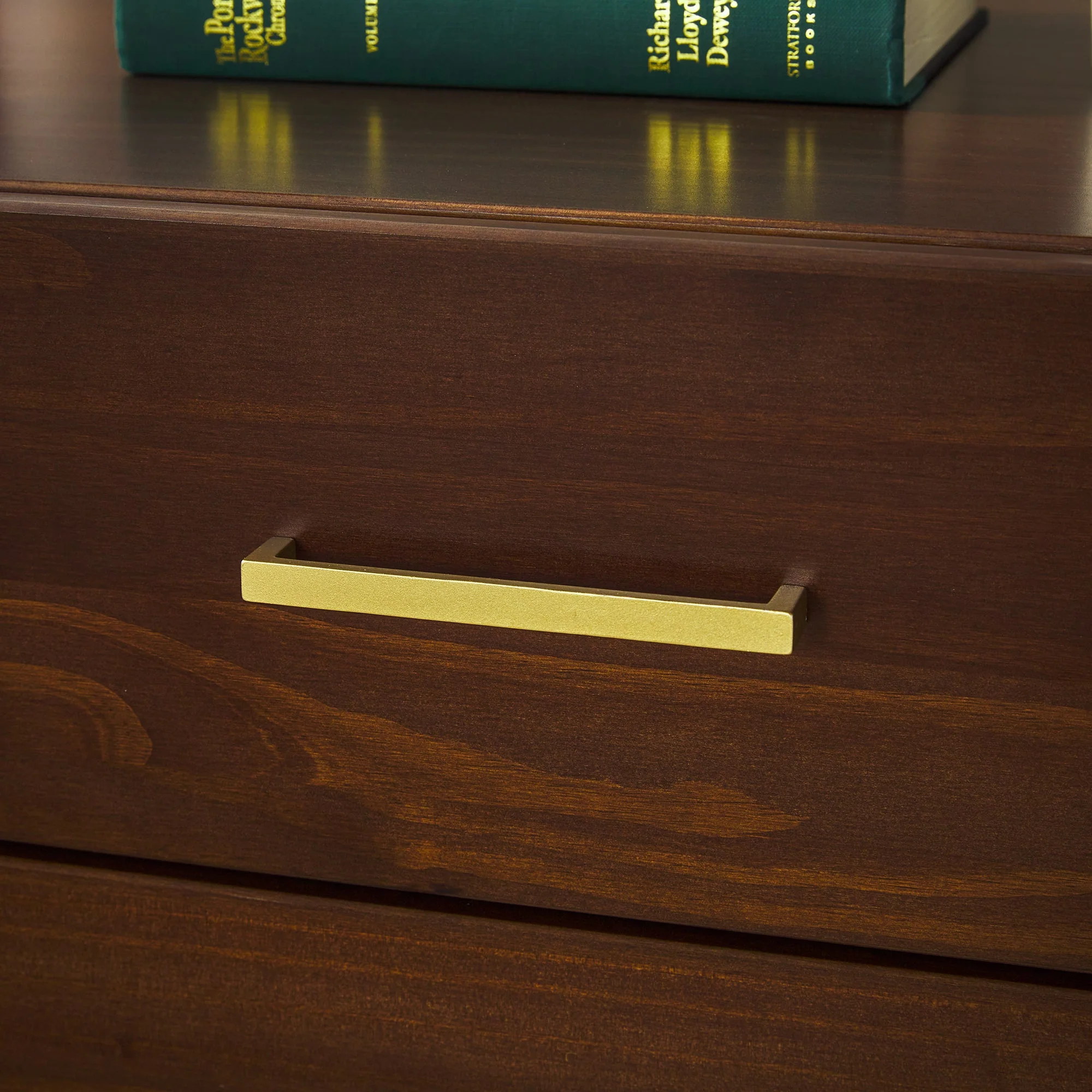 Isla Modern Easy Assembly Solid Wood 6-Drawer Dresser with Glass Top