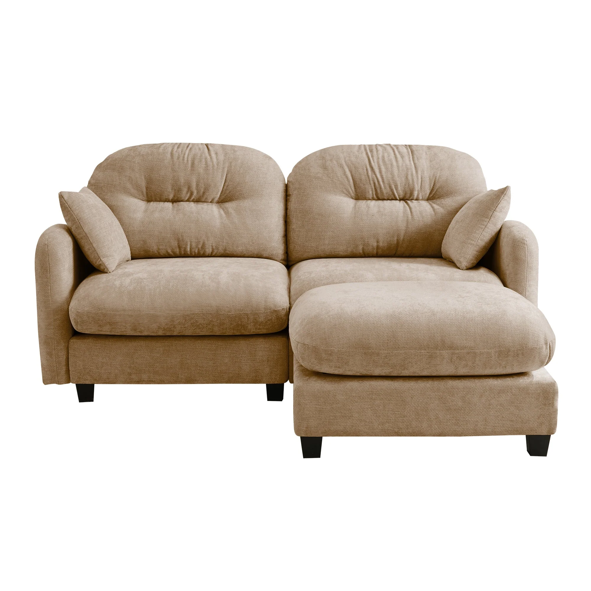 Tufted Chenille Cloud Loveseat Sectional Sofa Couch with Ottoman