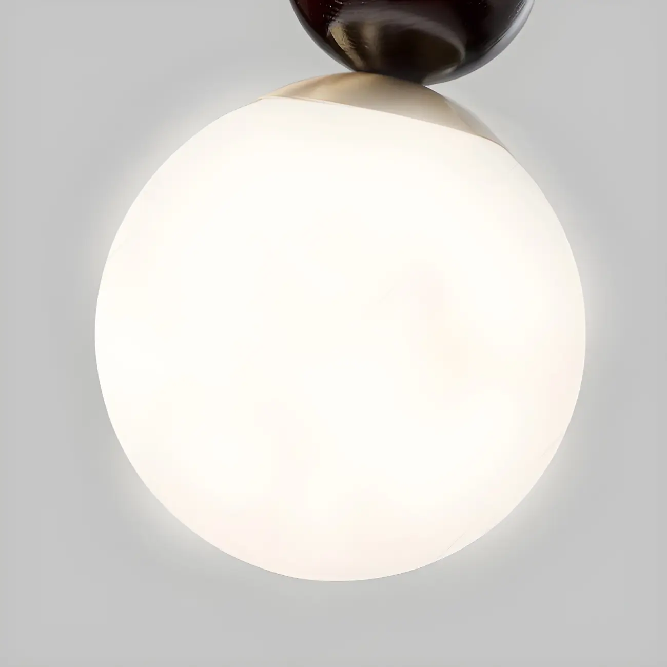Modern White Glass Globe Pendant Light with Layered Black Bead