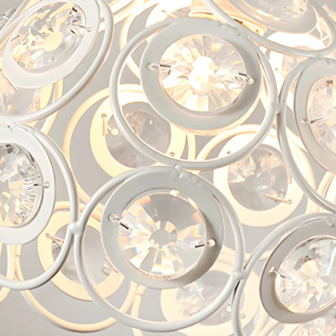 Industrial Hollow Dome Semi Flush Ceiling Light with Crystal