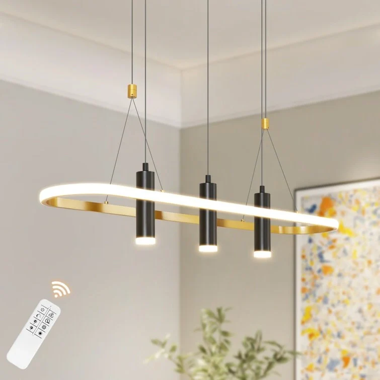 4 - Light Black/Gold Dimmable LED Pendant Light[No Bulb]