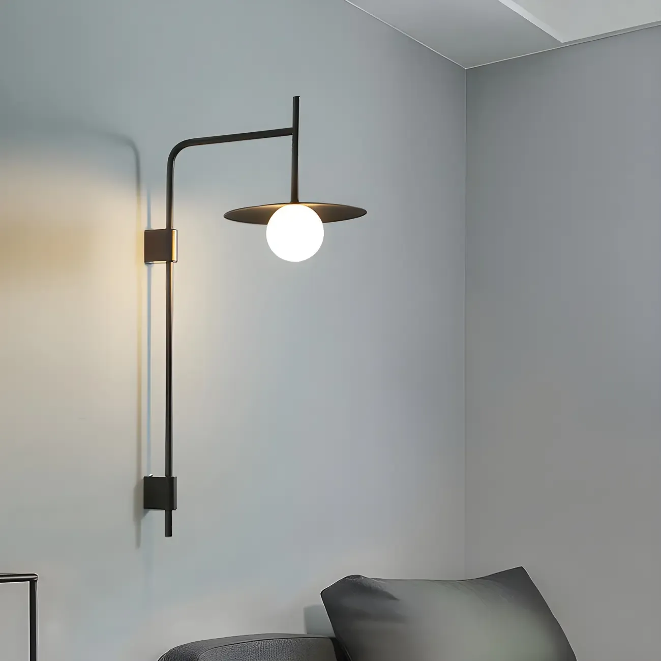 Industrial Frosted Glass Metal Globe Black Wall Sconce