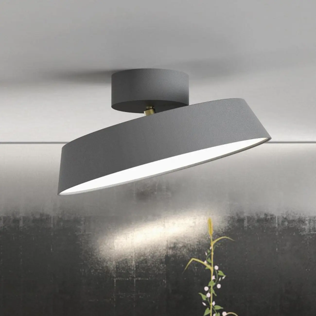Modern Metal Drum Dimmable Semi Flush LED Ceiling Light