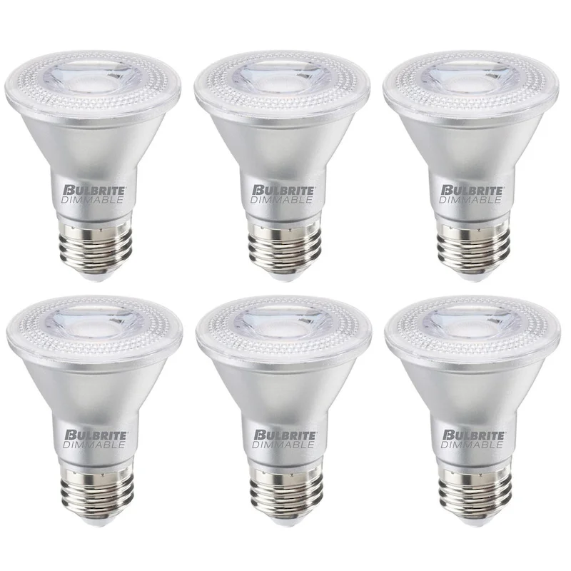 Bulbrite Pack of (6) 7 Watt Dimmable Narrow Flood PAR20 Medium (E26) LED Bulb - 500 Lumens, 2700K, and 80 CRI