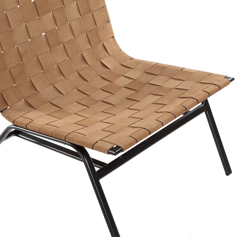 Calvo Woven Brown Leather Accent Chair by Greyson Living