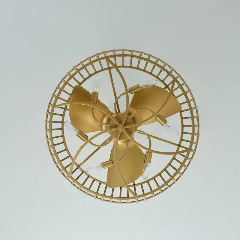 Marcelin 26-inch Matte Gold 6 Lights 3 Blades Lighted Ceiling Fan with Remote