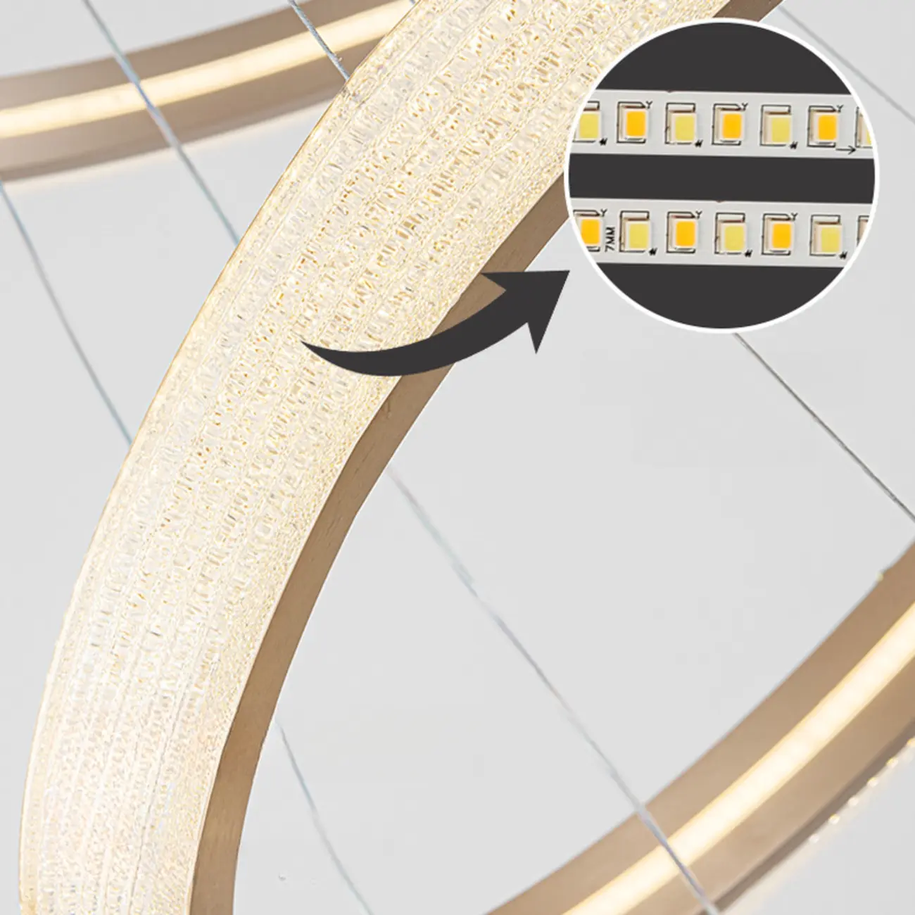 Gold Circular Crystal Ring Modern Chandelier Light