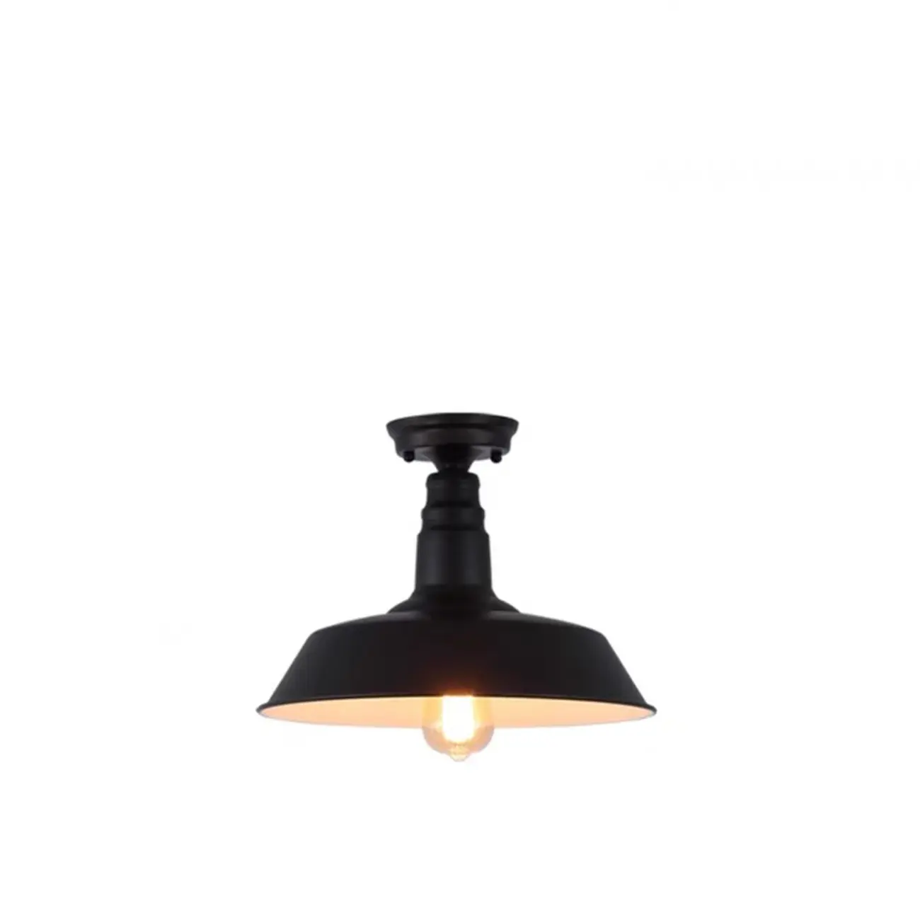 Industrial LED Semi Flush Ceiling Light with Black Iron Shade