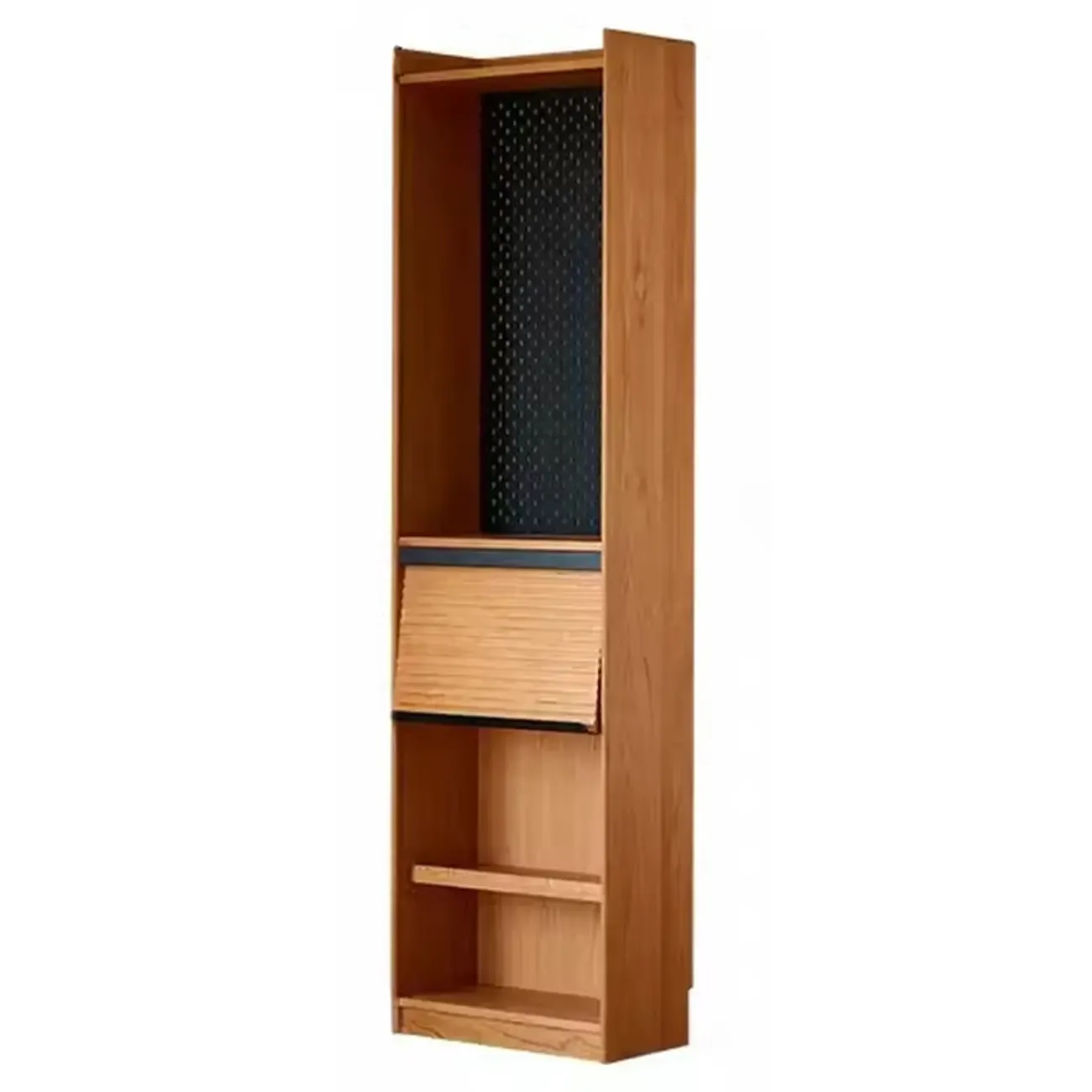 Adjustable Solid Wood Brown Display Cabinet with Light