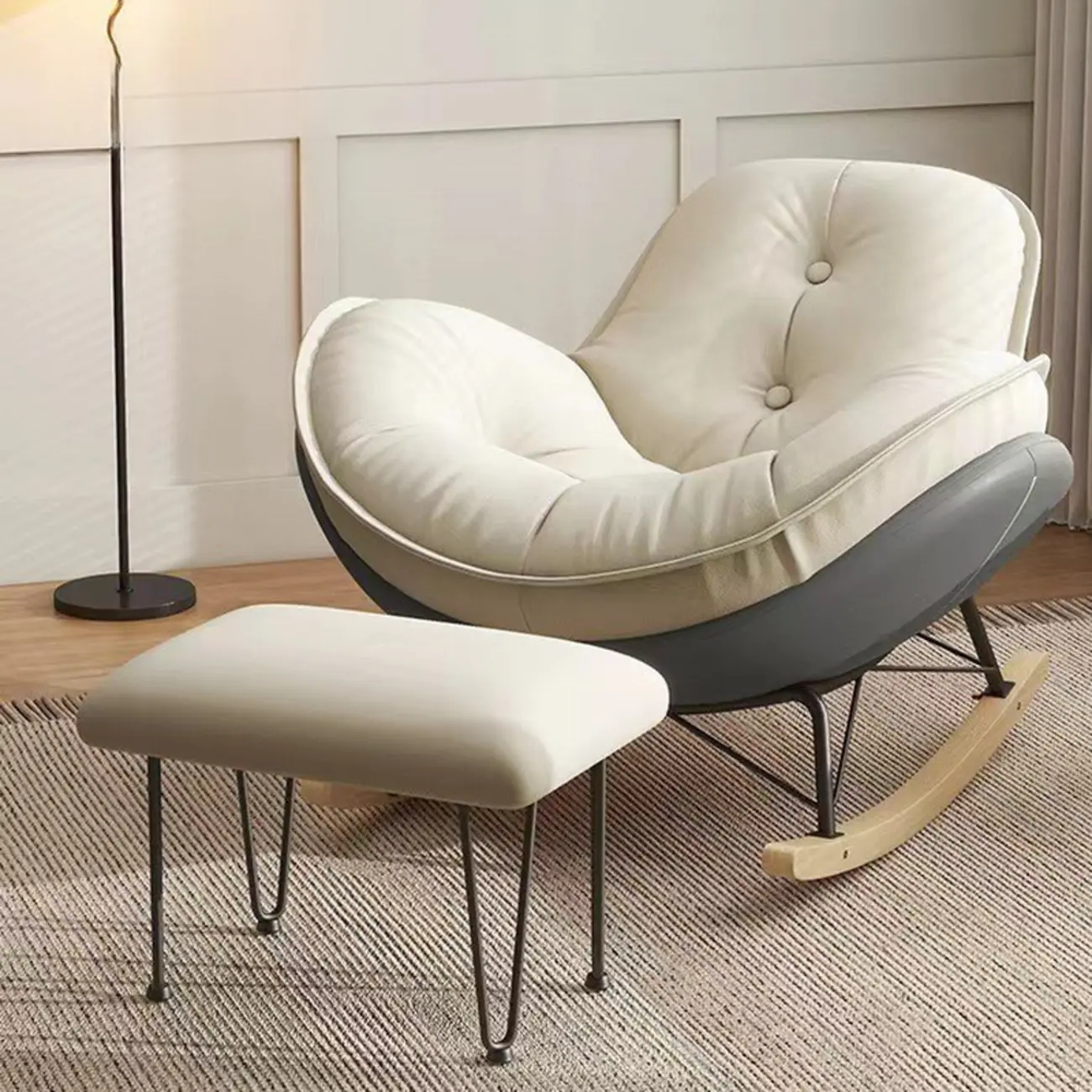 Upholstered Flared Arm Rocking Chair with Optional Ottoman