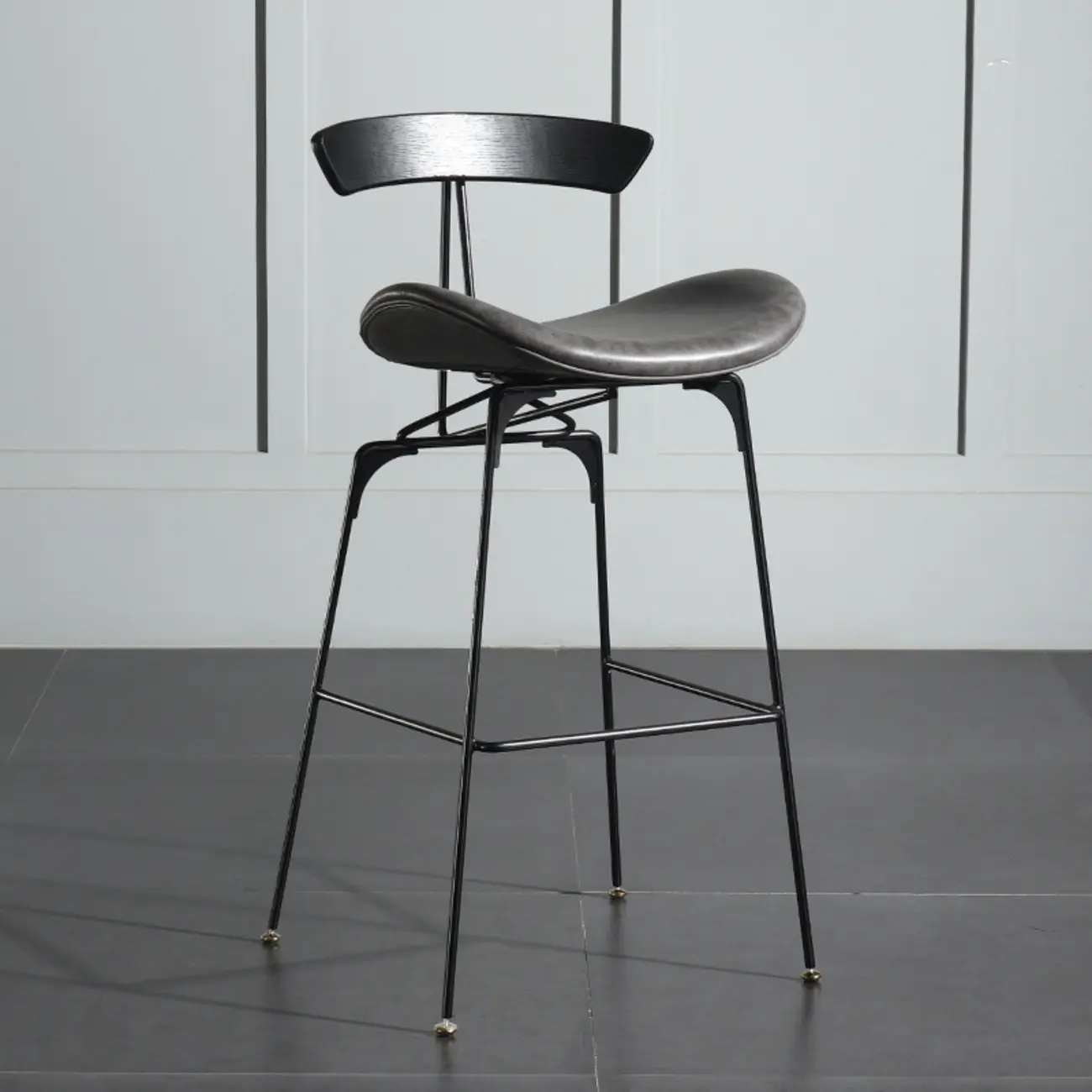 Modern Saddle Genuine Leather Low Back Bar Stool