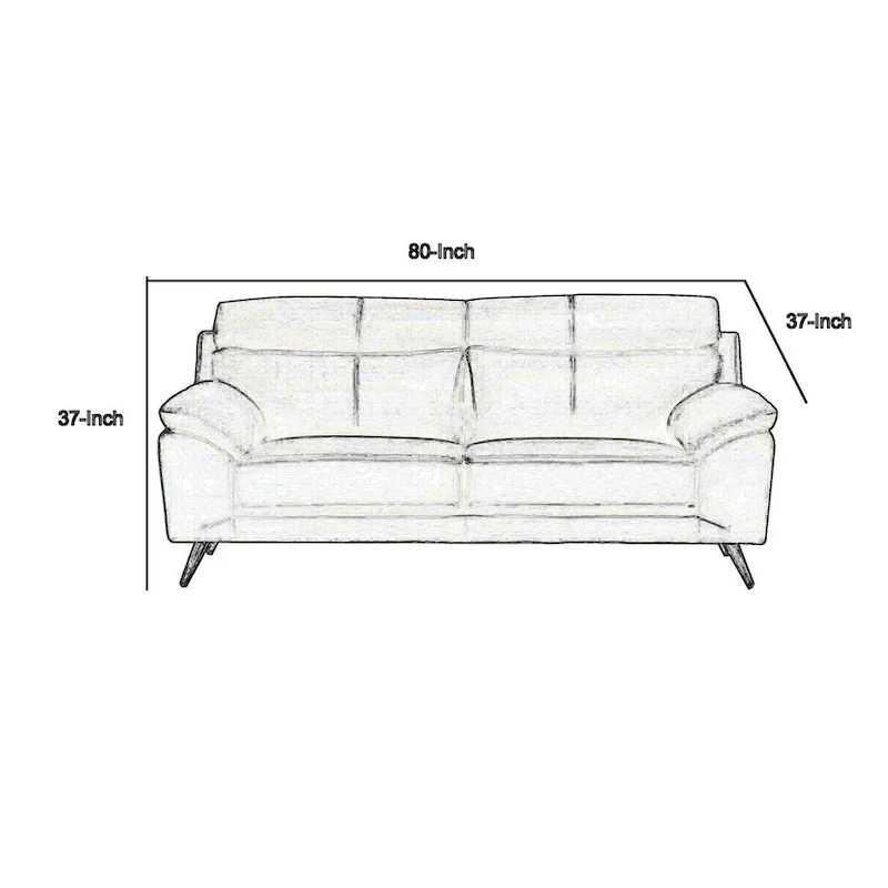 Justin Sofa, Black Top Grain Leather, Foam Cushions, Steel Legs, 80 Inch