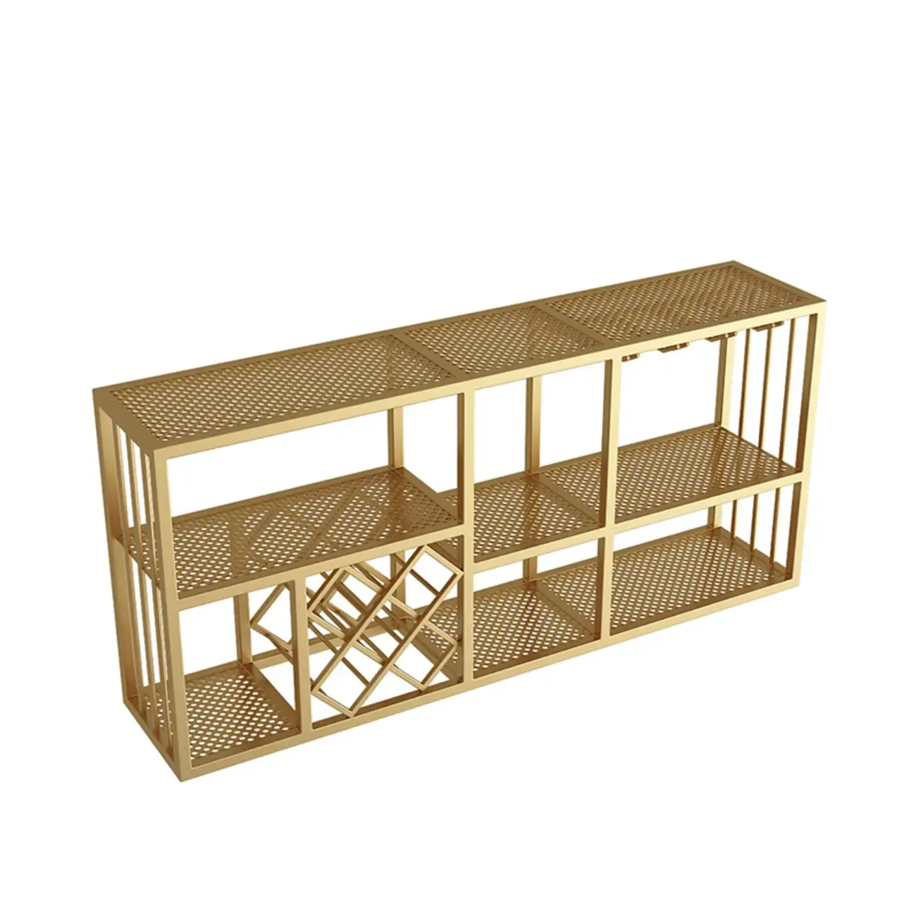 Lavish Metal Wall Hanging Open Wine Bottle and Wine Glass Holder